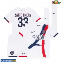 Paris Saint-Germain Warren Zaire-Emery #33 Auswärts Trikotsatz Kinder 2025-26 Kurzarm (+ Kurze Hosen)